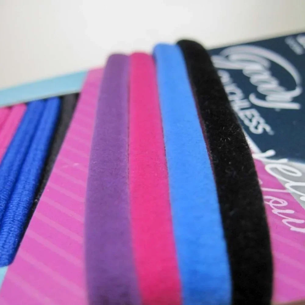 12 Goody Ouchless 4 Velvet Mixed Pack Elastic Hair Band Ponytailers Pink Purple